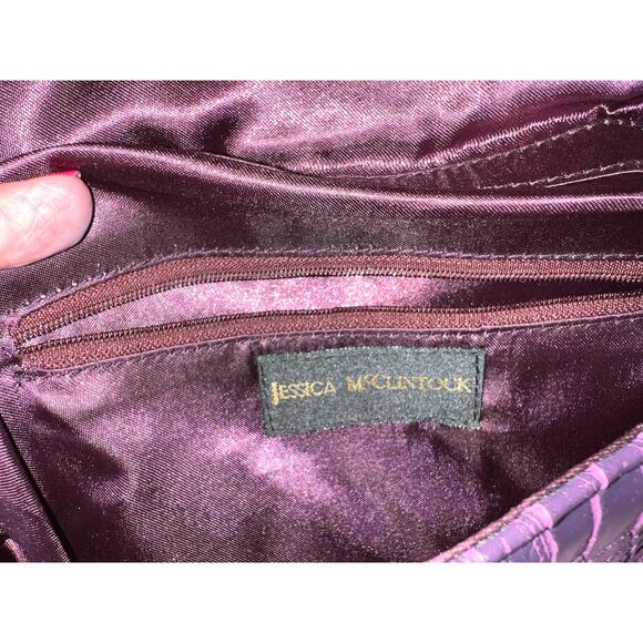 Jessica McClintock Purse Clutch Envelope Purple Formal Casual Chain Vintage - Picture 5 of 6